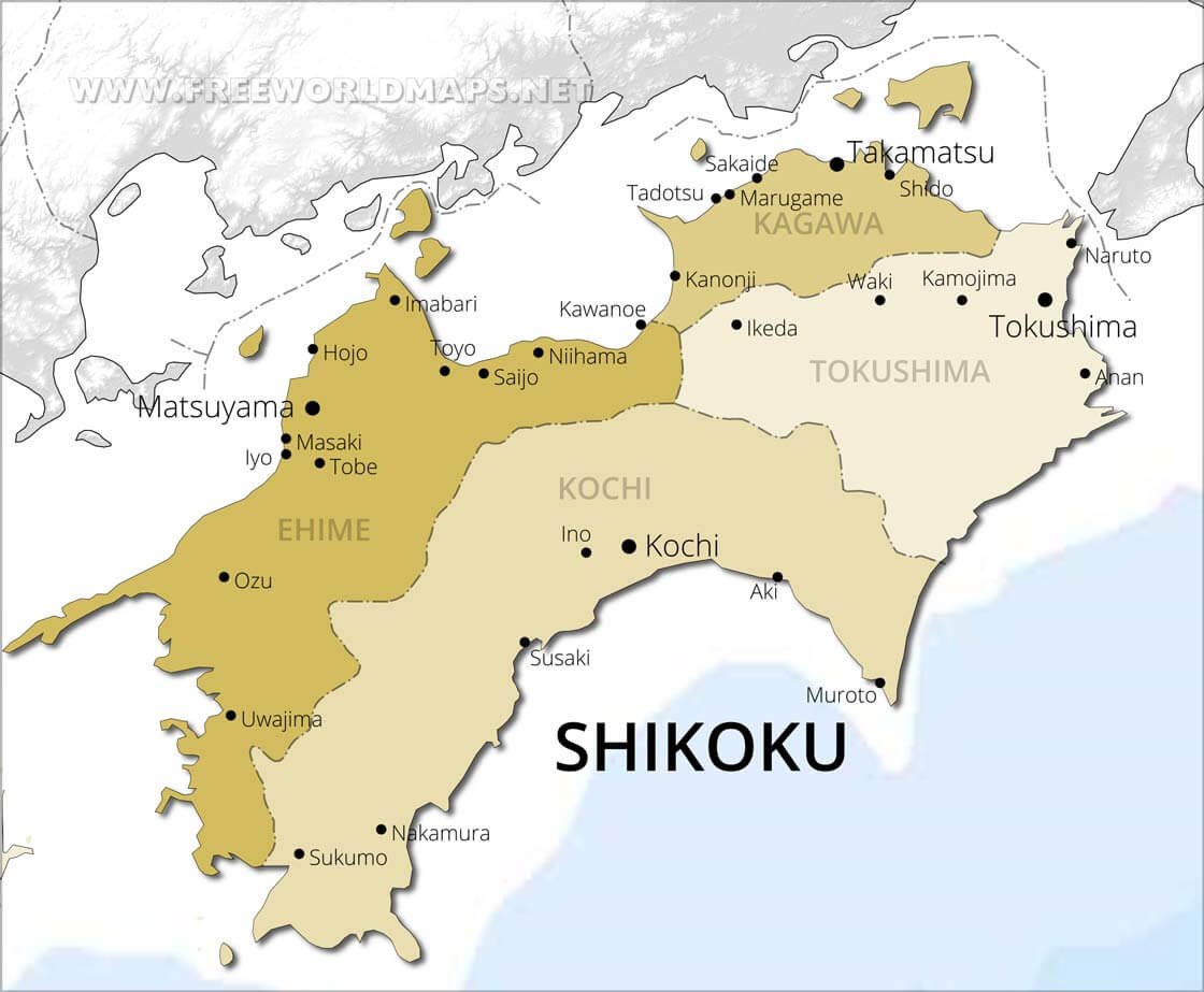 Shikoku Physical Map