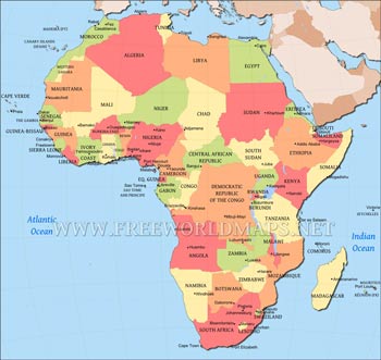 Editable map of Africa