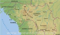 Physical map of Guinea