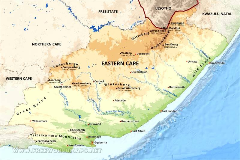Map Of Eastern Cape South Africa