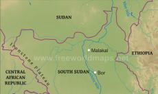 South Sudan physical map