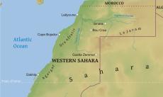 Physical map of Western Sahara