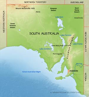 South Australia physical map