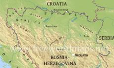 Physical map of Bosnia