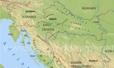 Physical map of Croatia