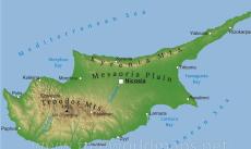 Physical map of Cyprus