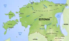 Physical map of Estonia