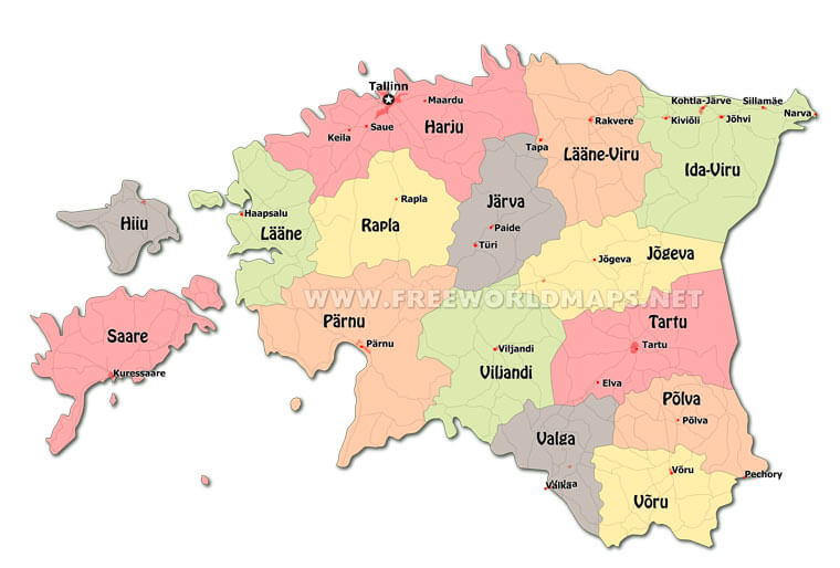 Estonia Political Map