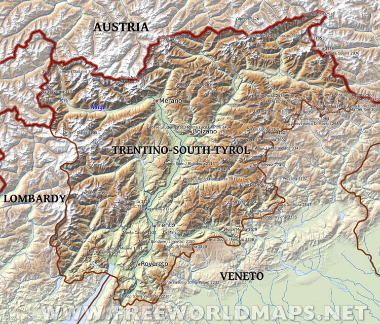 Trentino South-Tyrol map