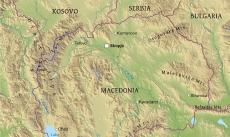 Physical map of Macedonia