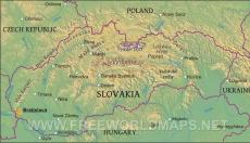 Physical map of Slovakia