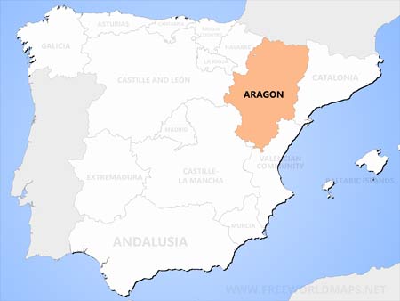 Aragon location on Spain map