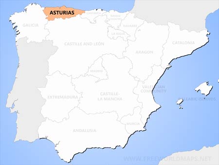 Asturias location on Spain map