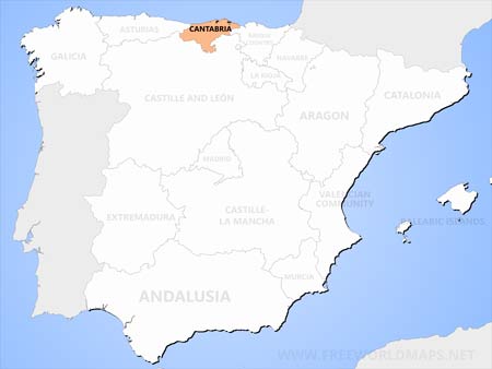 Cantabria location on Spain map