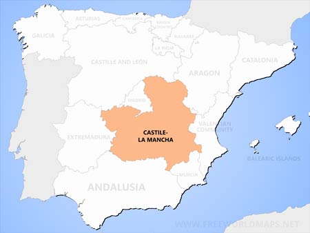 Castile-La Mancha location on Spain map
