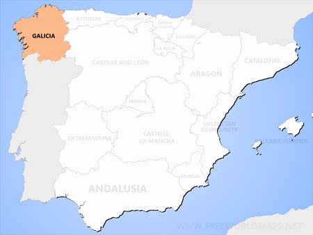Galicia location on Spain map