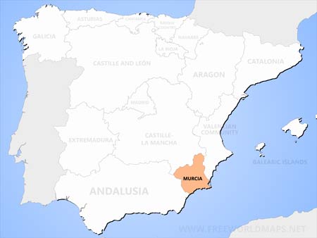 Murcia location on Spain map
