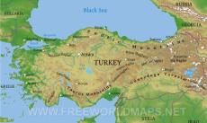 Physical map of Turkey