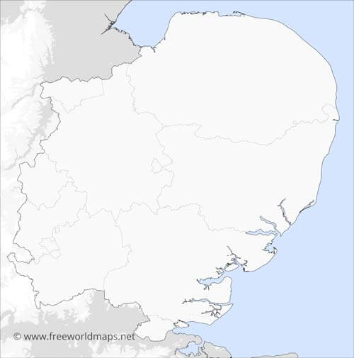 East of England blank printable map