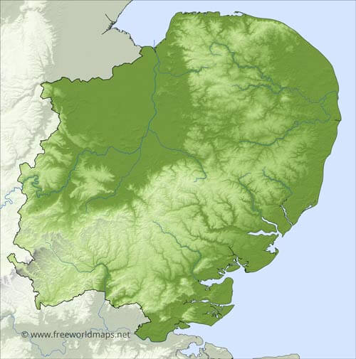 East of England relief map