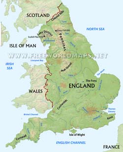 England physical map