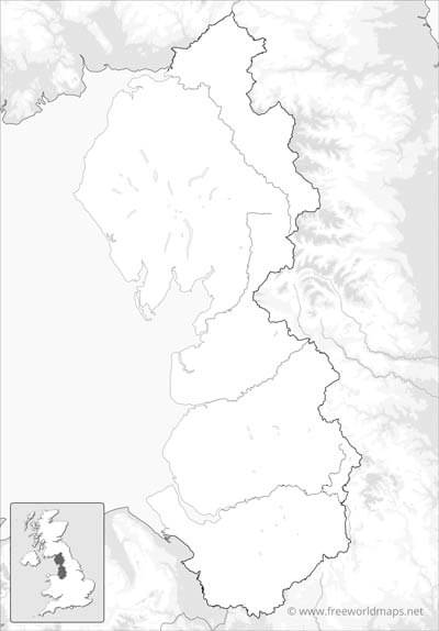 North West England blank printable map