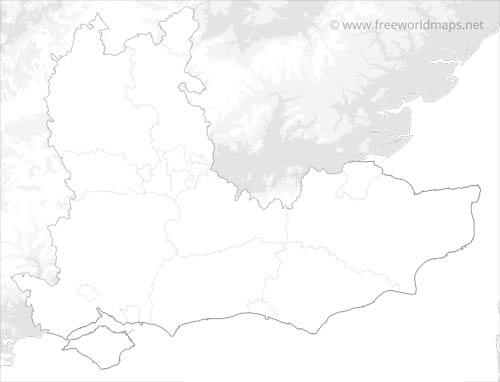 South East England blank printable map