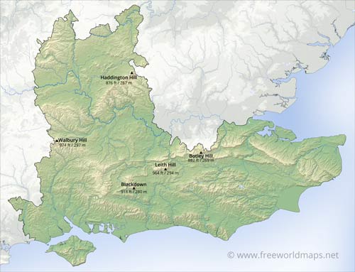 South East England mountains and hills