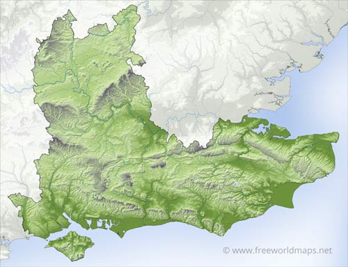 South East England relief map