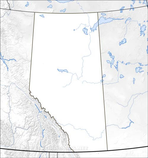 Carte muette Alberta physique