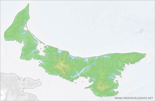 Carte muette Île-du-Prince-Édouard physique