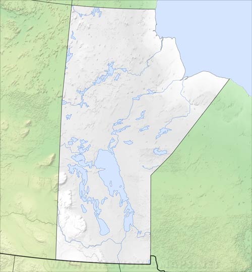 Carte muette Manitoba physique
