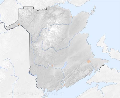 Carte muette Nouveau-Brunswick physique