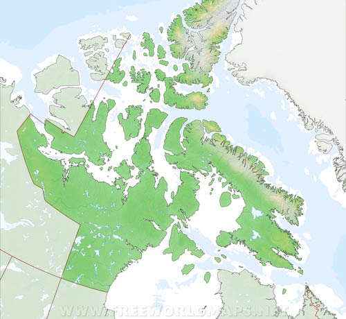 Carte muette Nunavut physique
