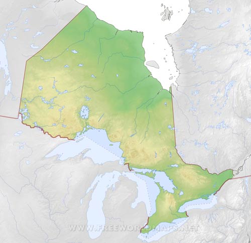 Carte muette Ontario physique
