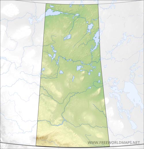Carte muette Saskatchewan physique