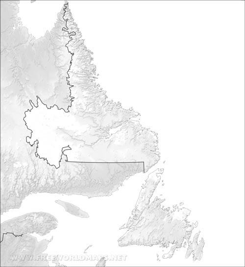 Carte muette Terre-Neuve-et-Labrador physique