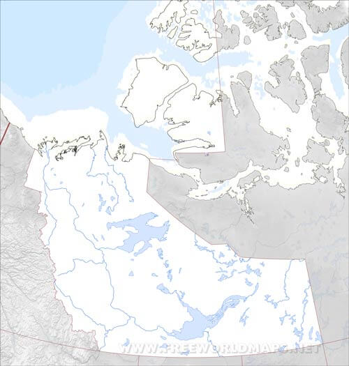 Carte muette Territoires du Nord-Ouest physique