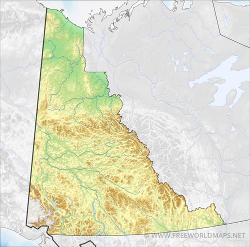 Carte muette Yukon physique