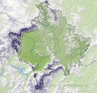 Carte muette Kosovo physique