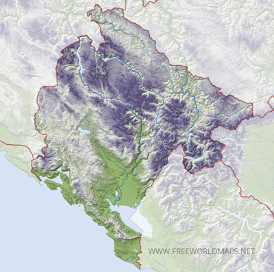 Carte muette Monténégro physique