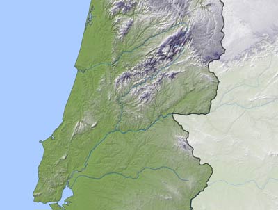 Carte muette Portugal physique