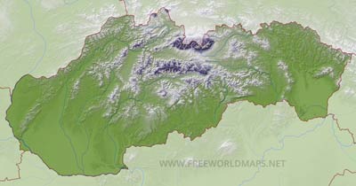 Carte muette Slovaquie physique