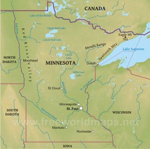 Minnesota physical map