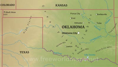 Oklahoma physical map