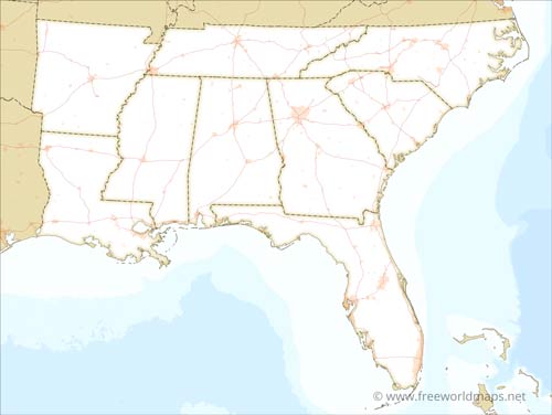 Southeastern US blank map Southeastern US blank map