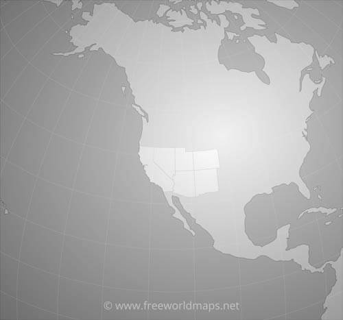 Location of Southwestern US on North America map