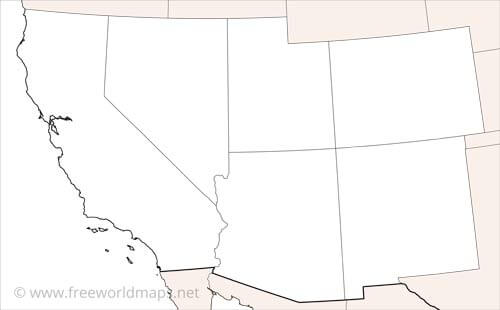 Southwestern US HD printable outline map Southwestern US HD printable outline map
