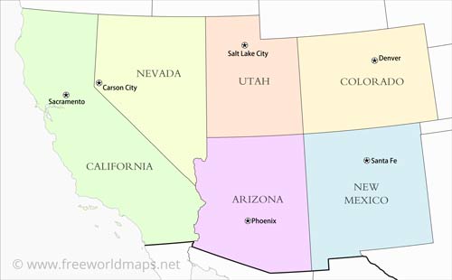 Southwestern US states & capitals Southwestern US states & capitals
