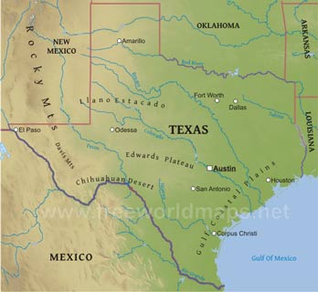 Texas physical map